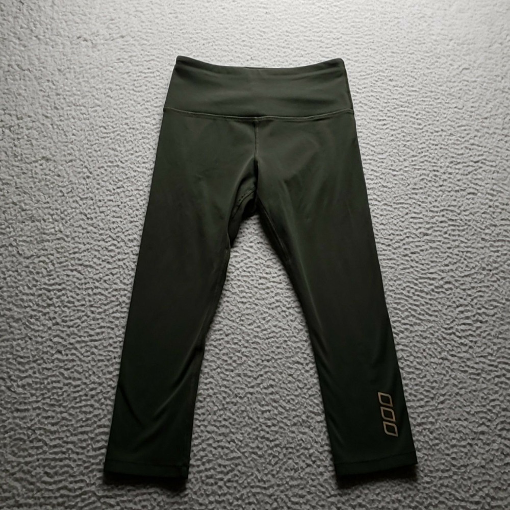 Lorna Jane Capri Leggings Womens Small Green High Rise Knit Stretch Yoga Gym